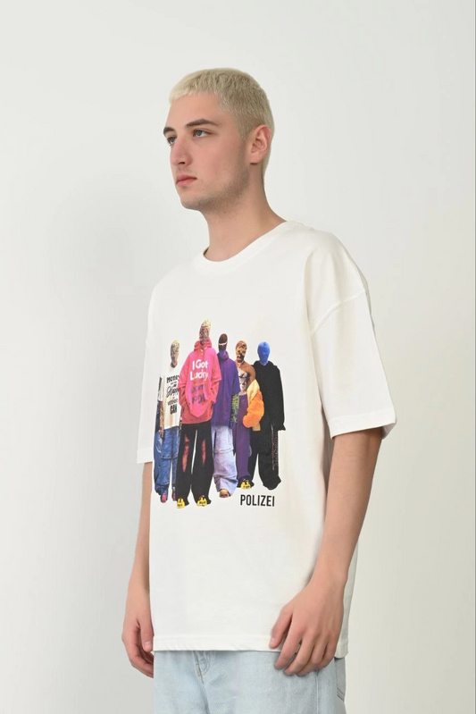 ASSEMA Erkek Baskılı T-Shirt Kısa Kol Bisiklet Yaka Rahat Kalıp Tişört  - Beyaz