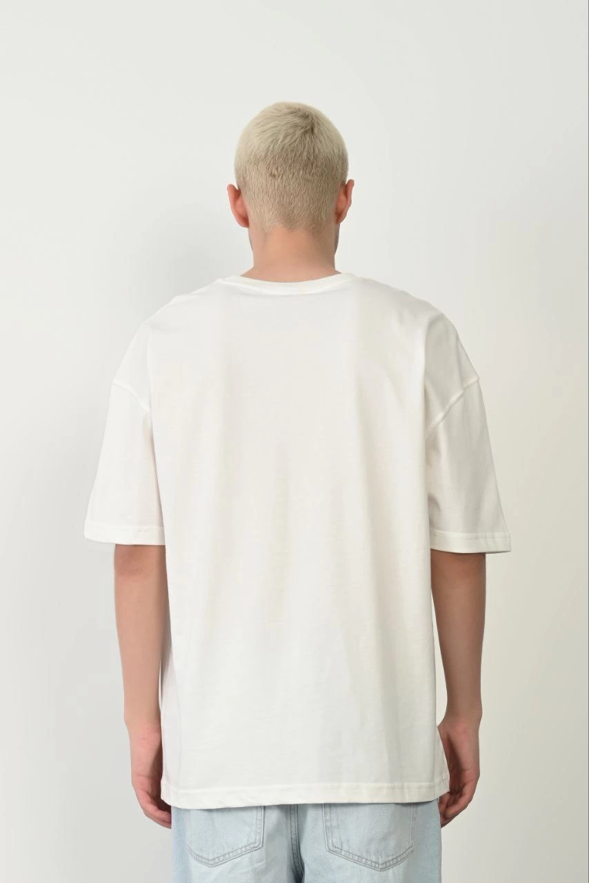 ASSEMA Erkek Baskılı T-Shirt Kısa Kol Bisiklet Yaka Rahat Kalıp Tişört  - Beyaz