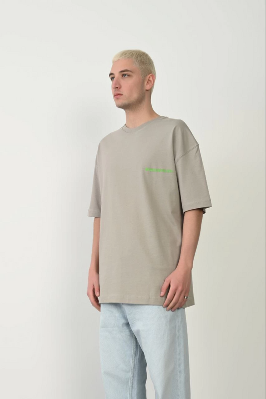 ASSEMA Erkek Baskılı T-Shirt Kısa Kol Bisiklet Yaka Rahat Kalıp Tişört  - Boyalı Gri
