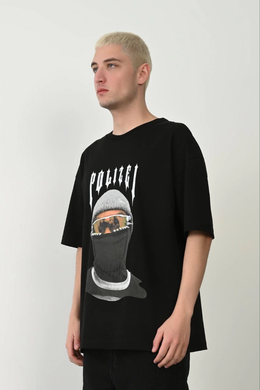 ASSEMA Erkek Baskılı T-Shirt Kısa Kol Bisiklet Yaka Rahat Kalıp Tişört  - Siyah