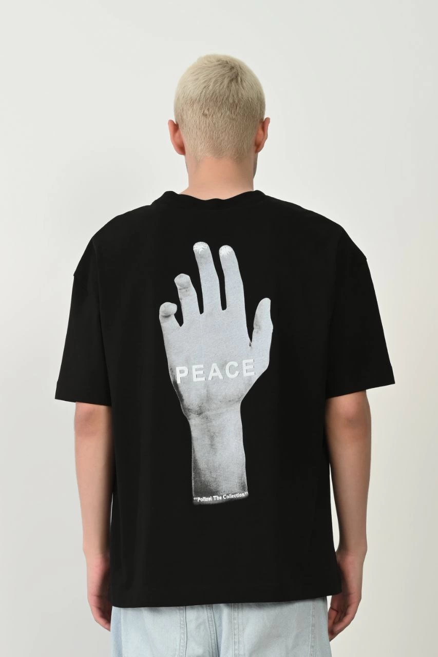 ASSEMA Erkek Baskılı T-Shirt Kısa Kol Bisiklet Yaka Rahat Kalıp Tişört - Siyah