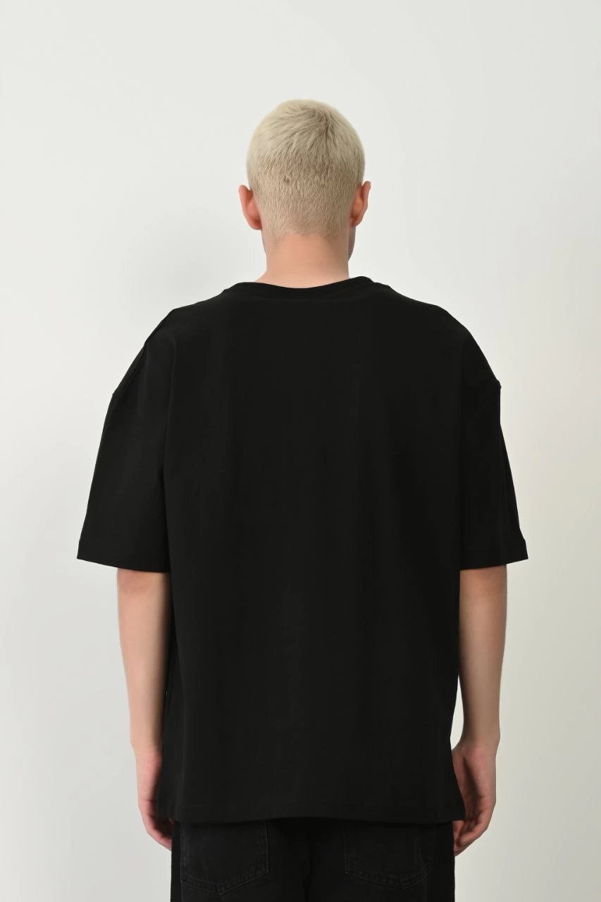 ASSEMA Erkek Baskılı T-Shirt Kısa Kol Bisiklet Yaka Rahat Kalıp Tişört  - Siyah