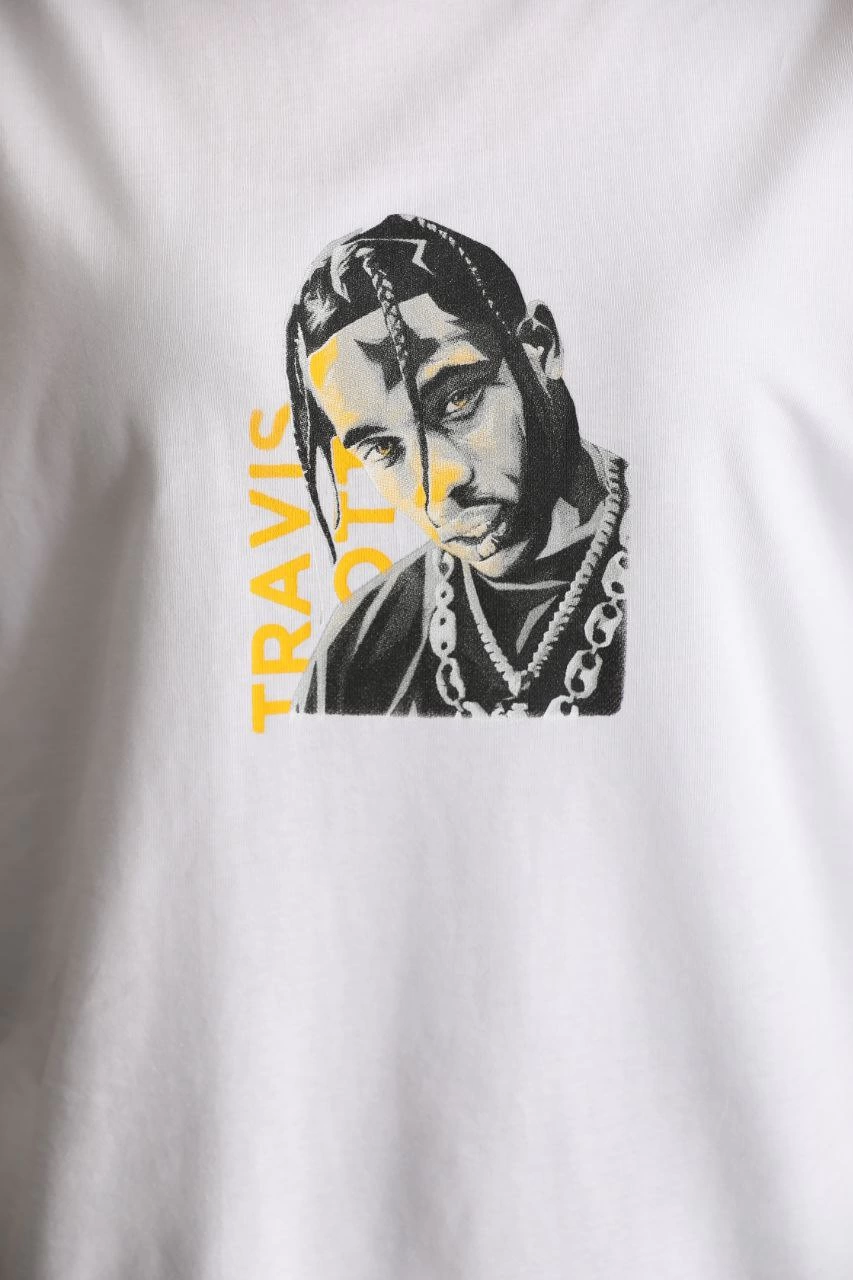 ASSEMA Kadın Baskılı T-Shirt Kısa Kol Bisiklet Yaka  Ovarsize Rahat Kalıp Günlük Tişört  - Beyaz