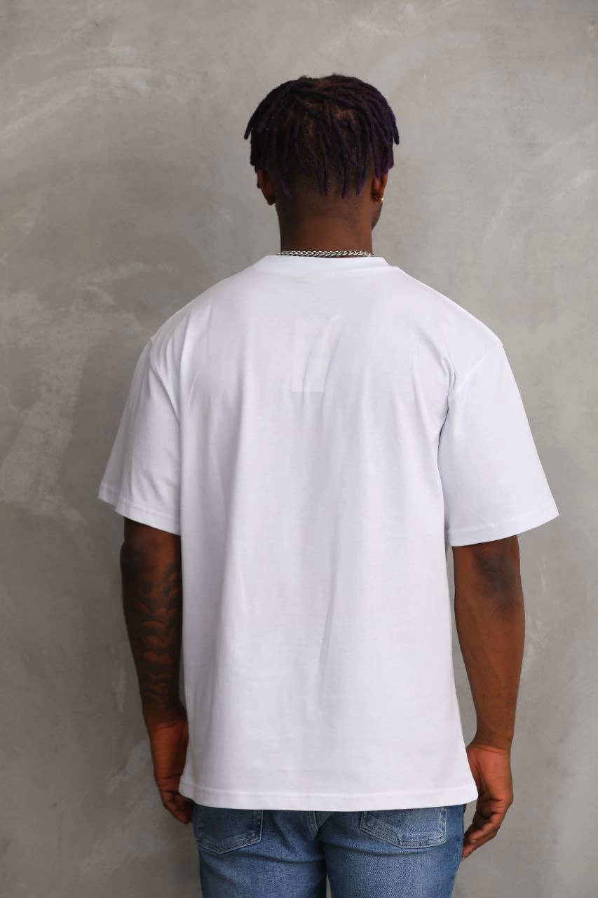 ASSEMA Erkek Baskılı T-Shirt Kısa Kol Bisiklet Yaka Rahat Kalıp Tişört - Beyaz