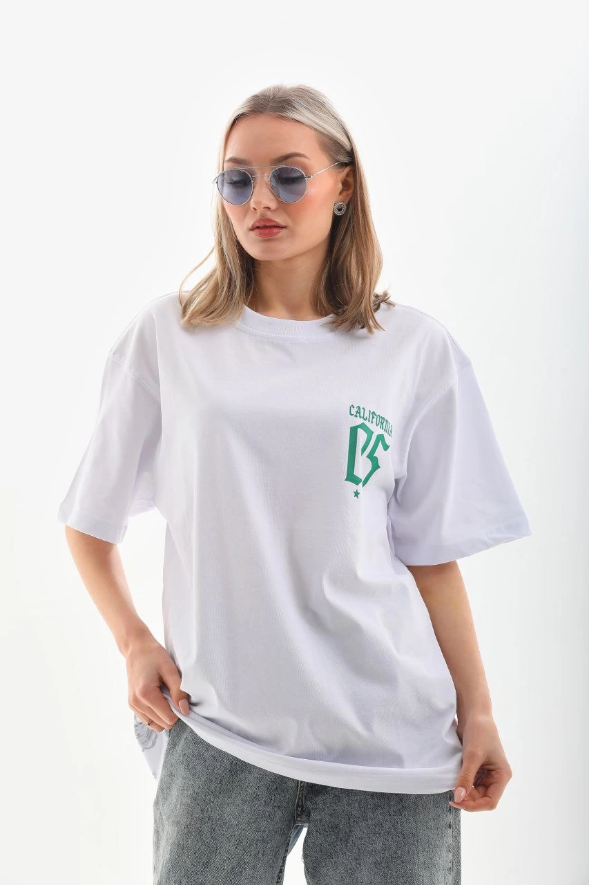 ASSEMA Unisex Baskılı Oversize T-Shirt - Beyaz