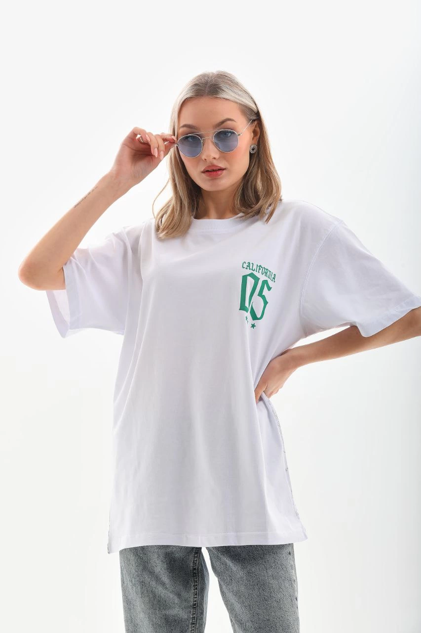 ASSEMA Unisex Baskılı Oversize T-Shirt - Beyaz