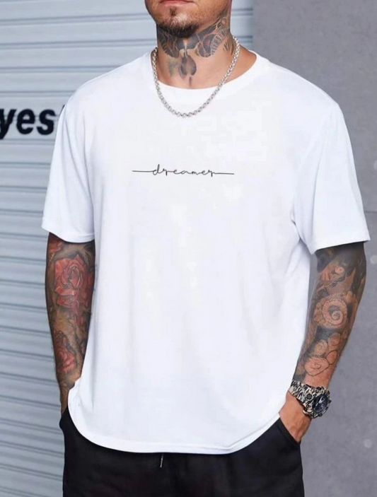 ASSEMA Erkek Baskılı T-Shirt Kısa Kol Bisiklet Yaka Regular Fit Rahat Kalıp Tişört -  Beyaz