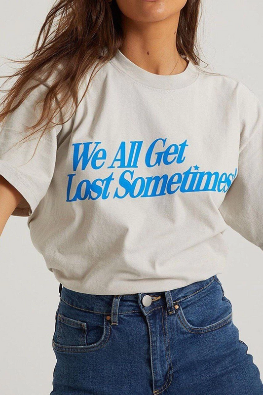 ASSEMA Kadın Baskılı Oversize kısa kol T-Shirt - Beyaz