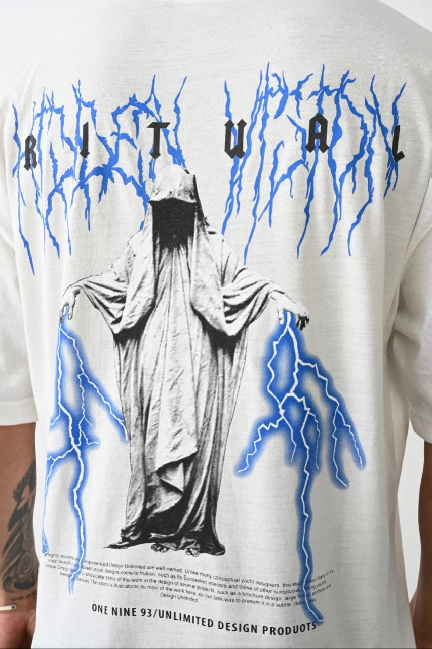 ASSEMA ERKEK Baskılı Oversize  Kısa kol T-Shirt - Beyaz