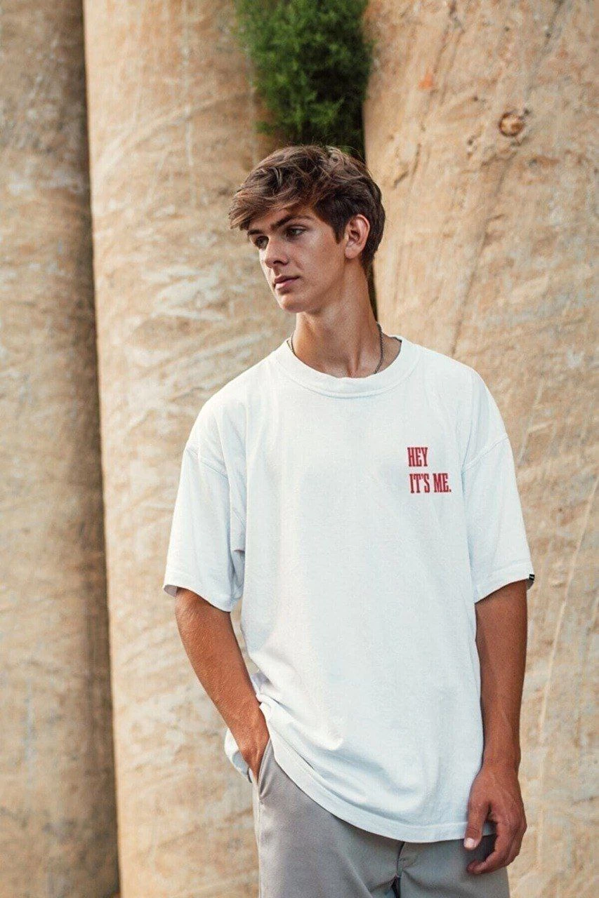 ASSEMA Erkek Baskılı T-Shirt Kısa Kol Bisiklet Yaka Regular Fit Rahat Kalıp Tişört -  Beyaz