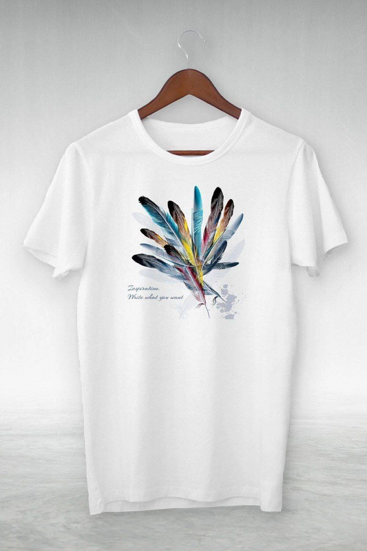 ASSEMA Kadın Baskılı T-Shirt Kısa Kol Bisiklet Yaka Ovarsize Rahat Kalıp Tişört -  Beyaz