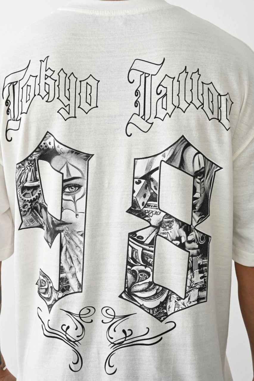 ASSEMA Erkek Baskılı Oversize Kısa kol T-Shirt - Beyaz