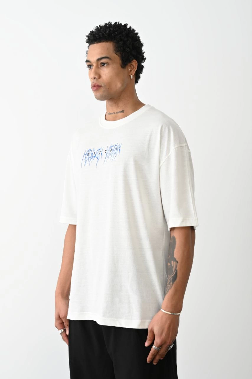 ASSEMA ERKEK Baskılı Oversize  Kısa kol T-Shirt - Beyaz