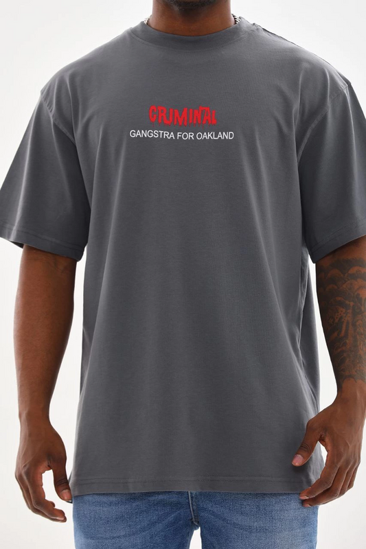 ASSEMA Erkek Baskılı T-Shirt Kısa Kol Bisiklet Yaka Rahat Kalıp Tişört - Füme