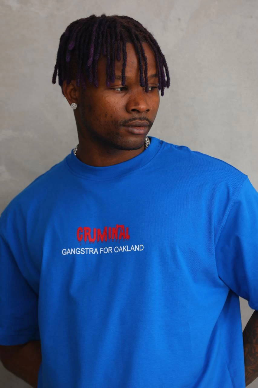 ASSEMA Erkek Baskılı T-Shirt Kısa Kol Bisiklet Yaka Rahat Kalıp Tişört  - Mavi