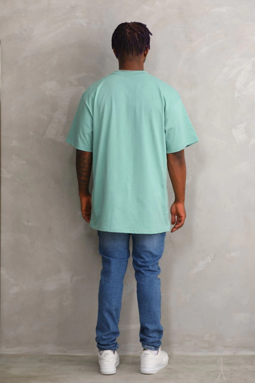ASSEMA Erkek Baskılı T-Shirt Kısa Kol Bisiklet Yaka Rahat Kalıp Tişört  - Mint Yeşili