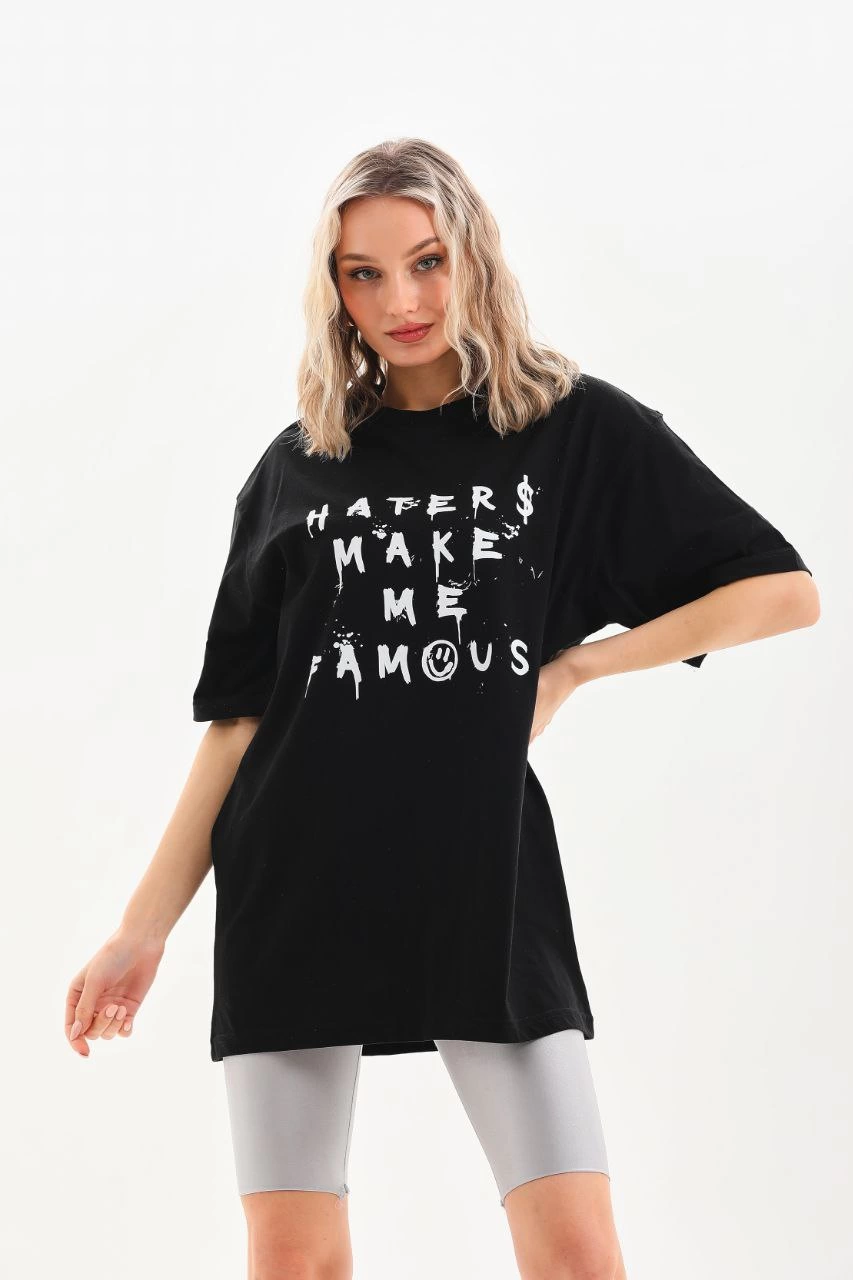 ASSEMA ERKEK Baskılı Oversize  Kısa kol T-Shirt - Siyah