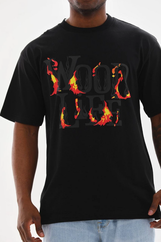 ASSEMA Erkek Baskılı T-Shirt Kısa Kol Bisiklet Yaka Rahat Kalıp Tişört - Siyah