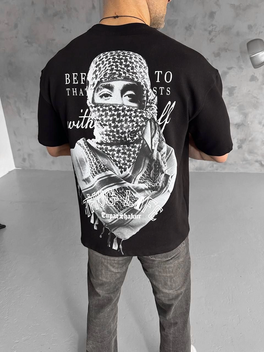 ASSEMA ERKEK Baskılı  Kısa kol  T-Shirt - Siyah