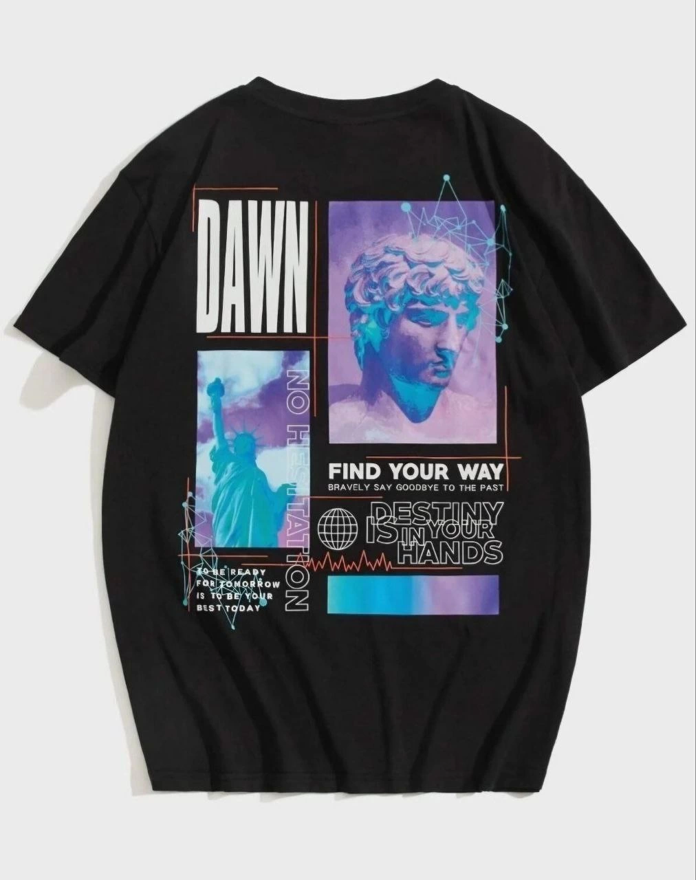 ASSEMA Kadın Baskılı T-Shirt Kısa Kol Bisiklet Yaka Ovarsize Rahat Kalıp Tişört -  Siyah