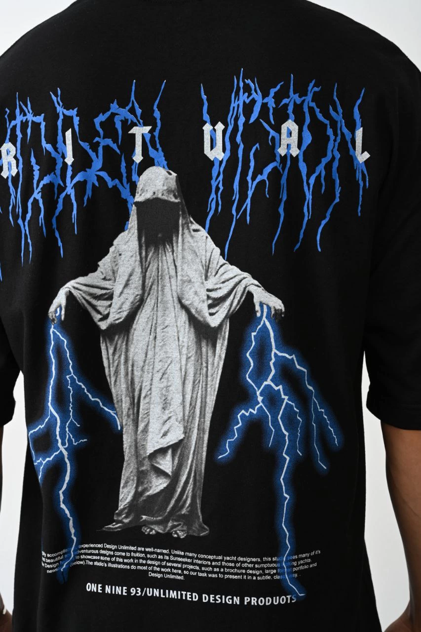ASSEMA Erkek Baskılı Oversize  Kısa kol T-Shirt - Siyah