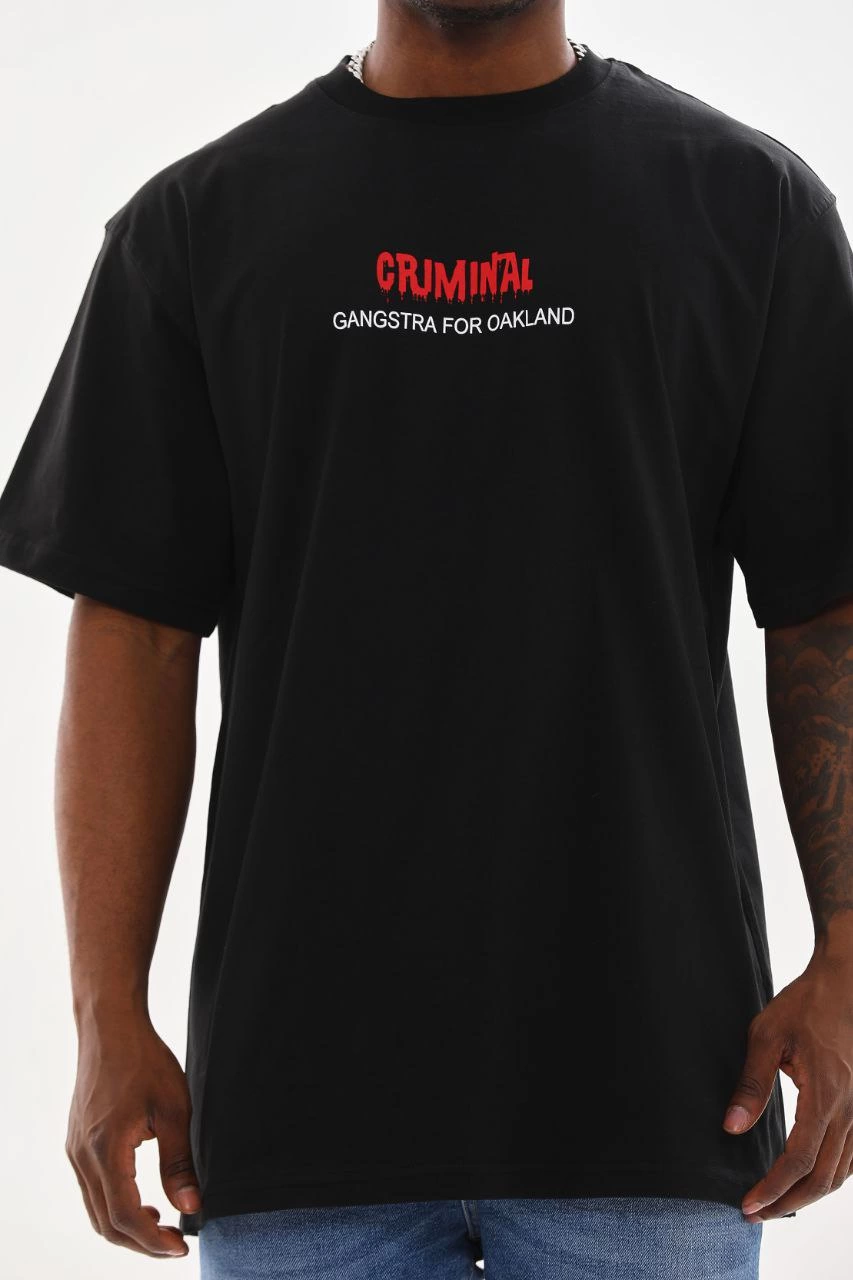 ASSEMA Erkek Baskılı T-Shirt Kısa Kol Bisiklet Yaka Rahat Kalıp Tişört  - Siyah