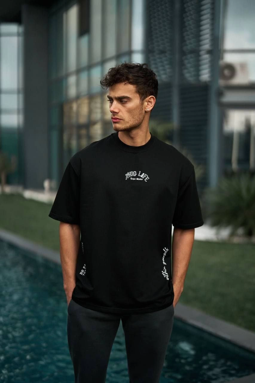 ASSEMA ERKEK Baskılı  Kısa kol  T-Shirt - Siyah
