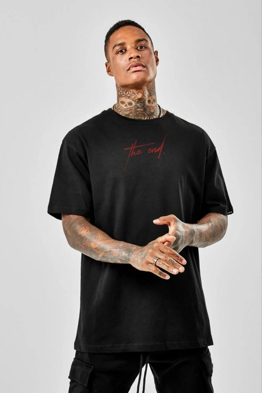 ASSEMA ERKEK Baskılı Oversize T-Shirt - Siyah