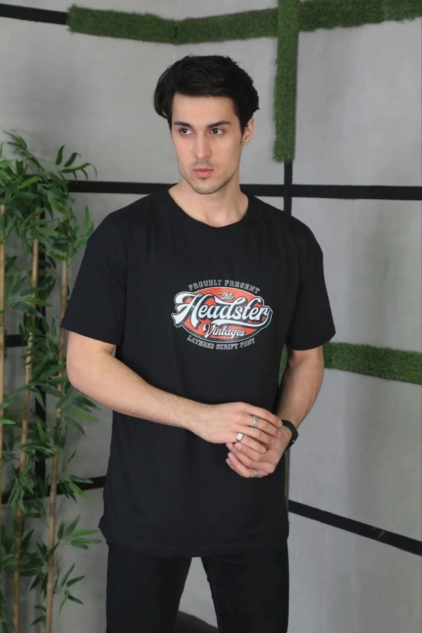 ASSEMA ERKEK Baskılı Oversize T-Shirt - Siyah