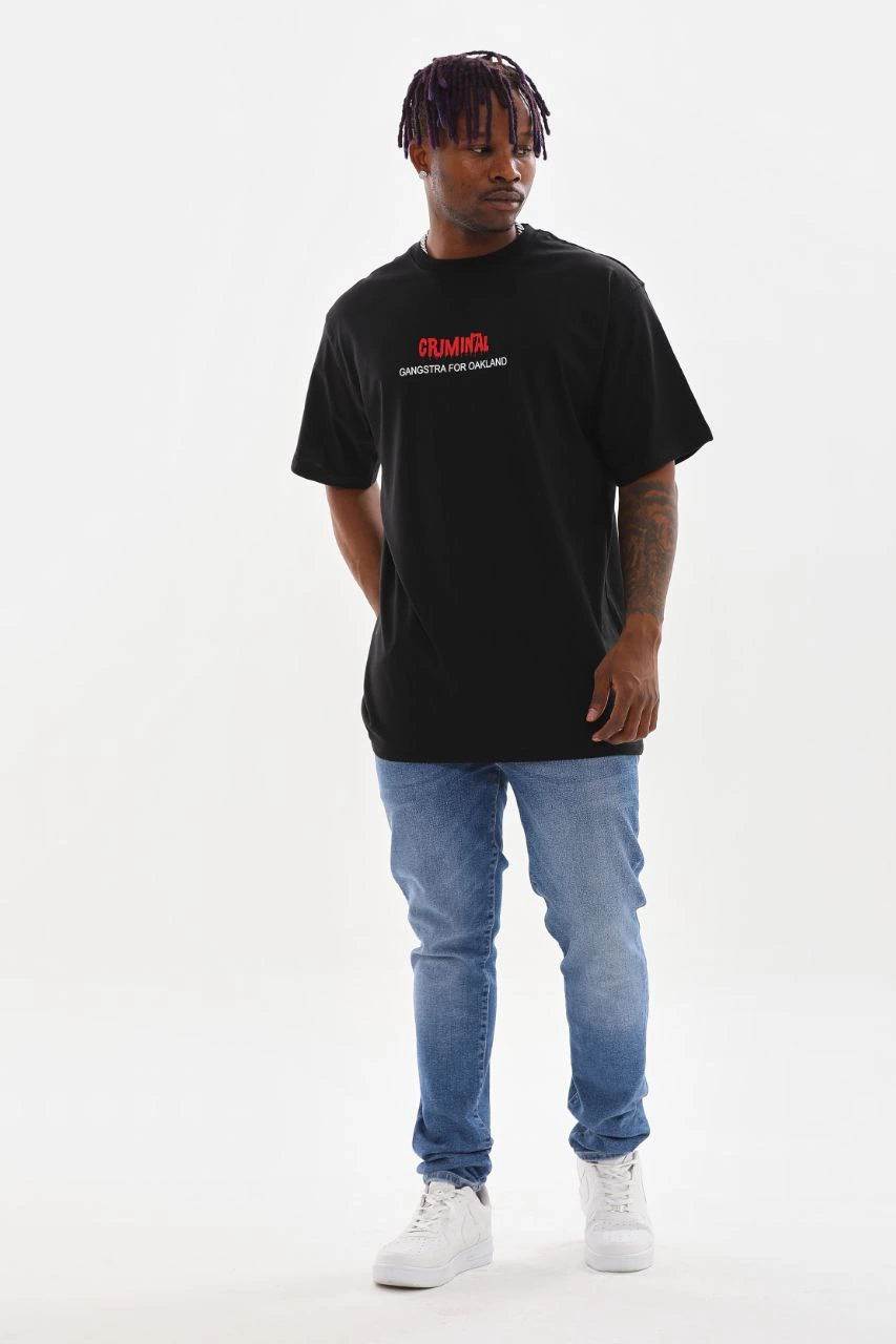 ASSEMA Erkek Baskılı T-Shirt Kısa Kol Bisiklet Yaka Rahat Kalıp Tişört  - Siyah