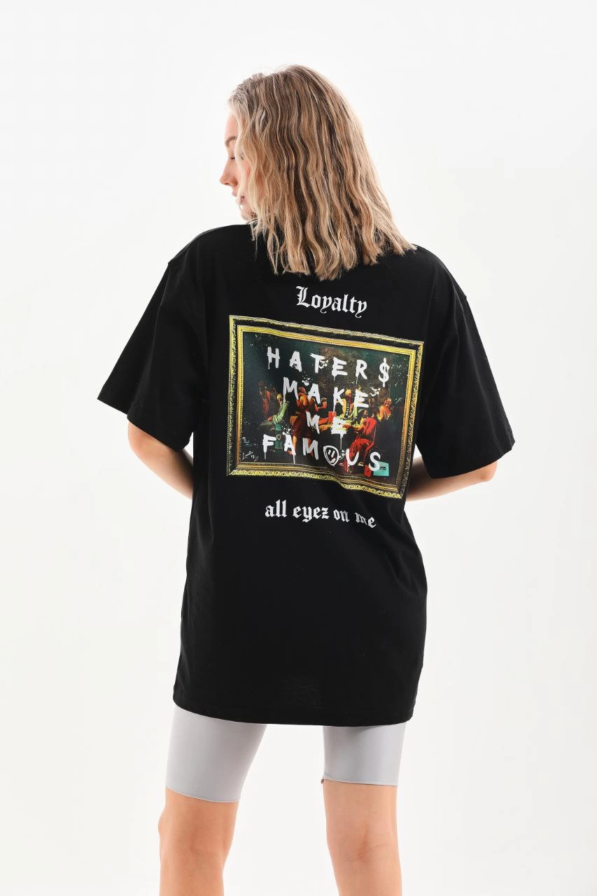 ASSEMA ERKEK Baskılı Oversize  Kısa kol T-Shirt - Siyah