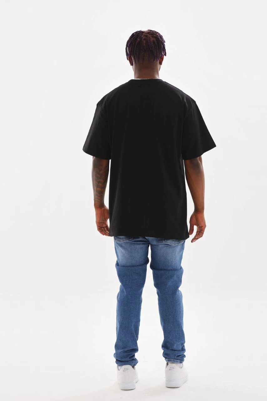 ASSEMA Erkek Baskılı T-Shirt Kısa Kol Bisiklet Yaka Rahat Kalıp Günlük Tişört - Siyah
