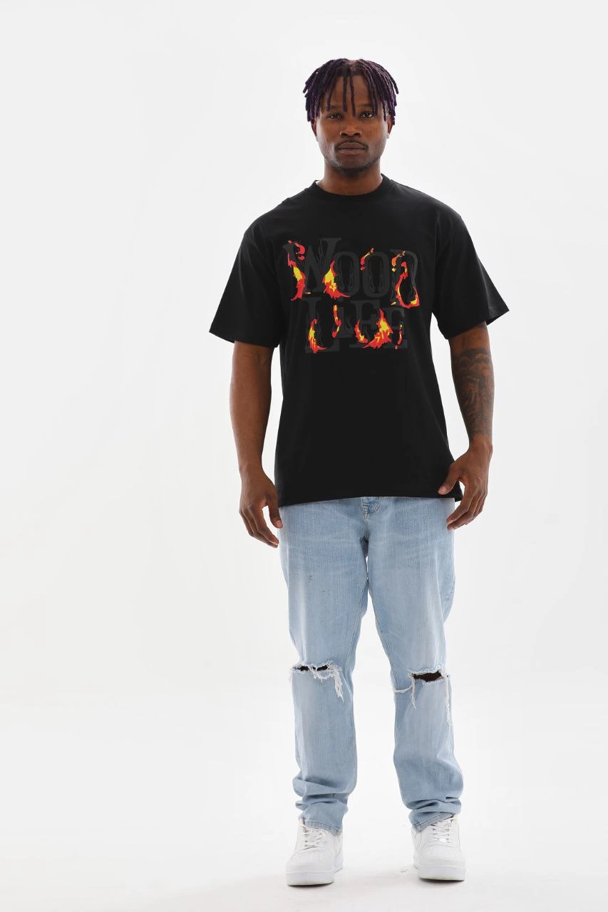 ASSEMA Erkek Baskılı T-Shirt Kısa Kol Bisiklet Yaka Rahat Kalıp Tişört - Siyah