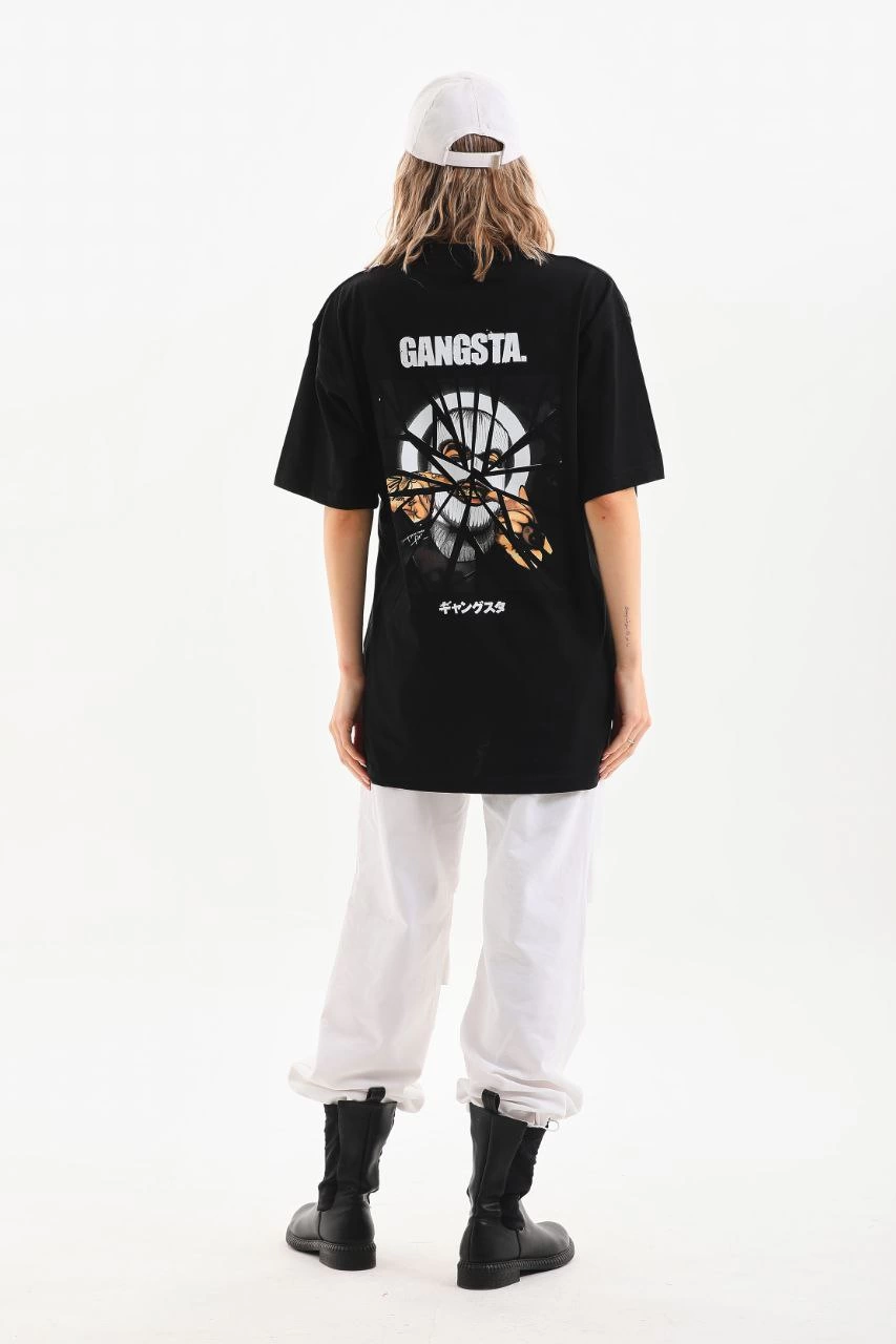 ASSEMA Kadın Baskılı Oversize T-Shirt - Siyah