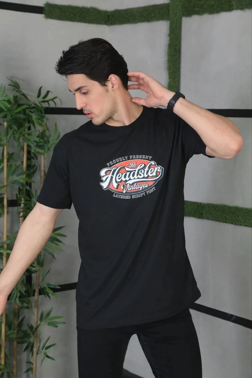 ASSEMA ERKEK Baskılı Oversize T-Shirt - Siyah
