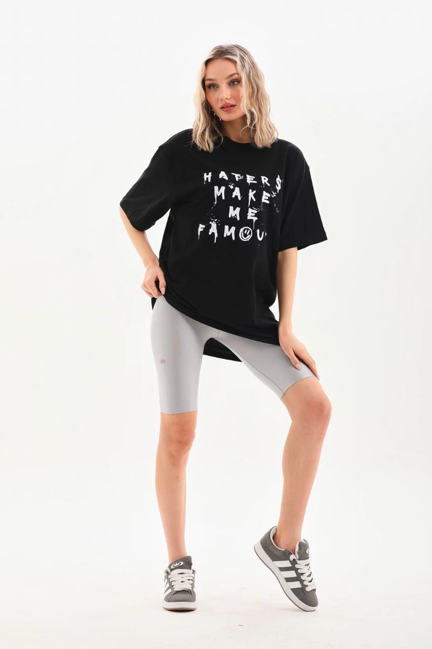 ASSEMA ERKEK Baskılı Oversize  Kısa kol T-Shirt - Siyah