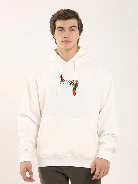 ASSEMA ERKEK Baskılı Oversize Üç İplik Kapüşonlu Sweatshirt - Beyaz