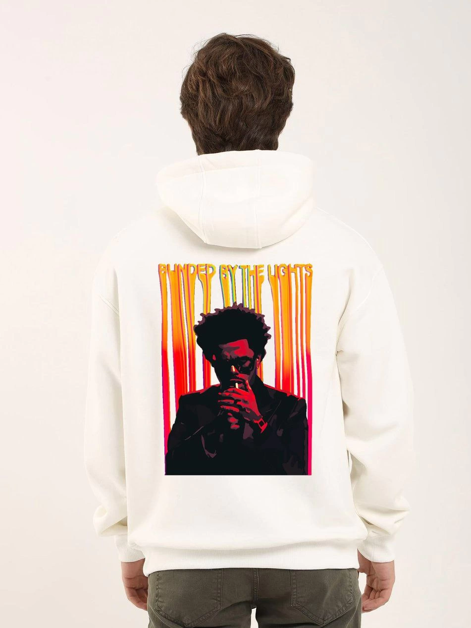 ASSEMA ERKEK Baskılı Oversize Üç İplik Kapüşonlu Sweatshirt - Beyaz