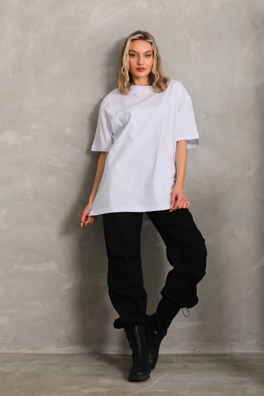 ASSEMA Kadın Düz  Kısa kol Penye T-shirt - Beyaz