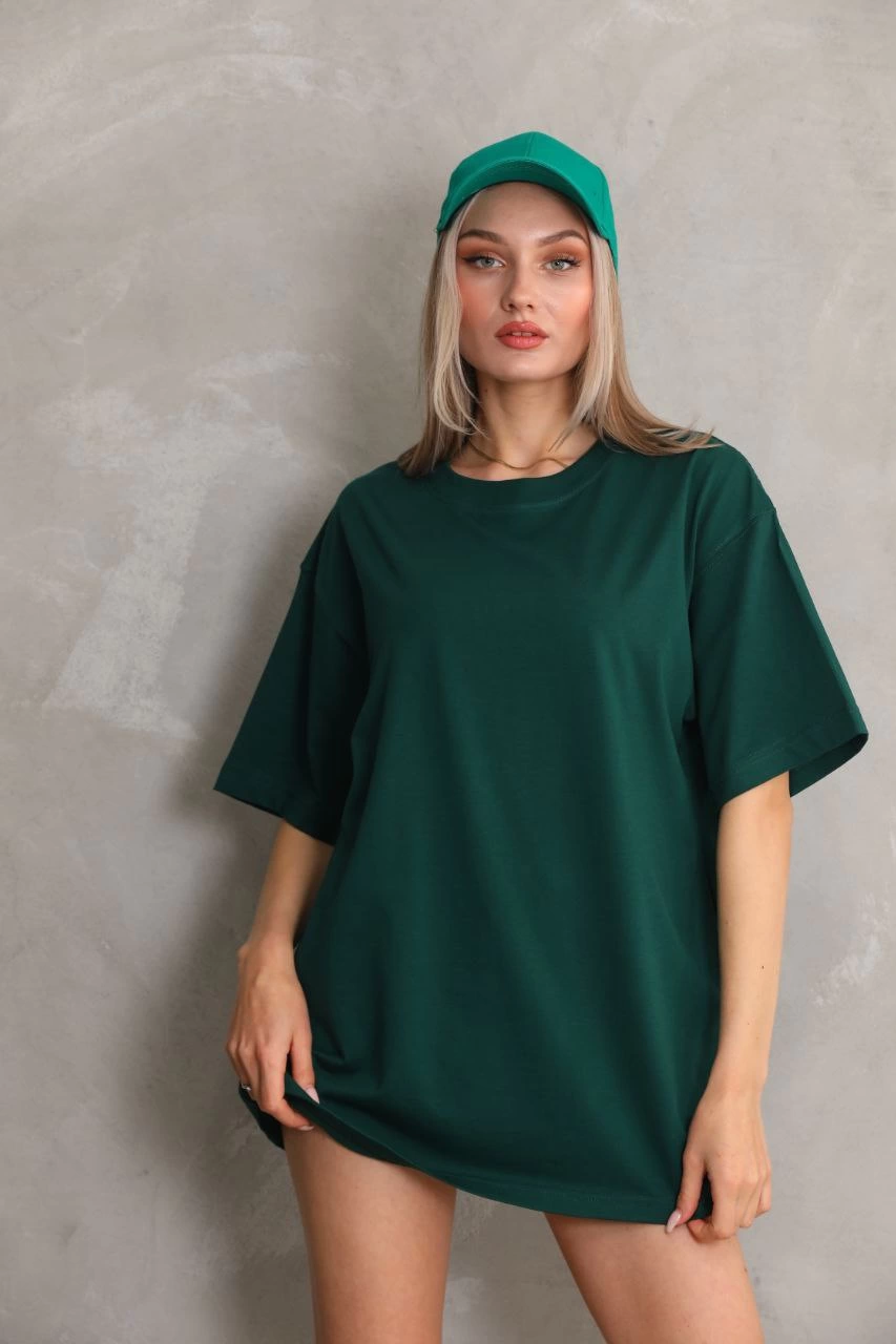 ASSEMA Kadın Düz  Kısa kol Penye T-shirt- Yeşil