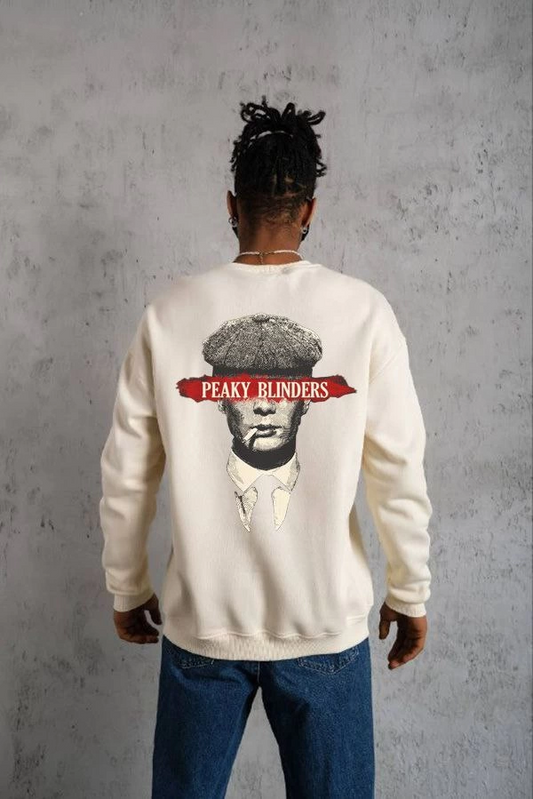 ASSEMA ERKEK Bisiklet Yaka Baskılı Oversize Sweatshirt - Beyaz
