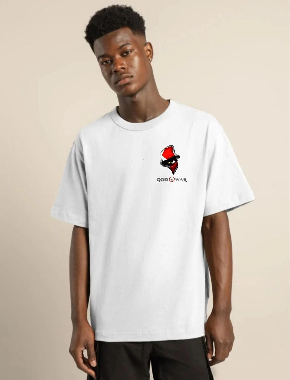 ASSEMA Erkek Baskılı T-Shirt Kısa Kol Bisiklet Yaka Regular Fit Rahat Kalıp Günlük Tişört - Beyaz