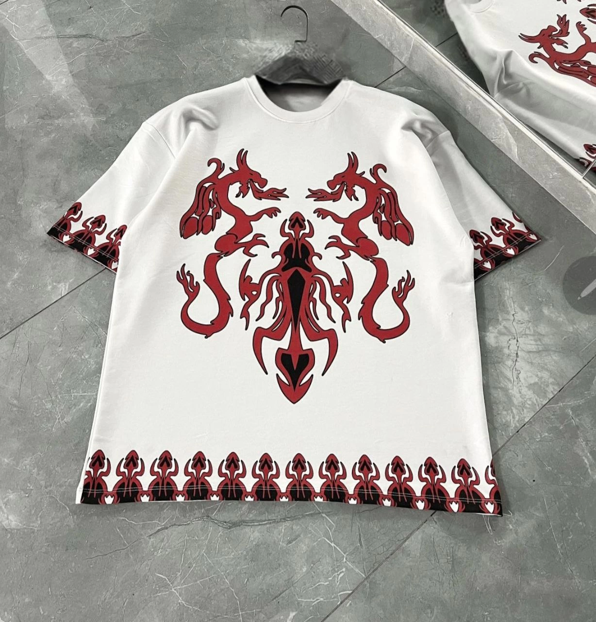 ASSEMA Erkek  Kısa kol Bisiklet Yaka Baskılı Oversize T-Shirt - Beyaz