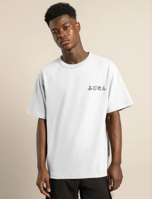 ASSEMA ERKEK Bisiklet Yaka Baskılı  Kısa kol Oversize T-Shirt - Beyaz