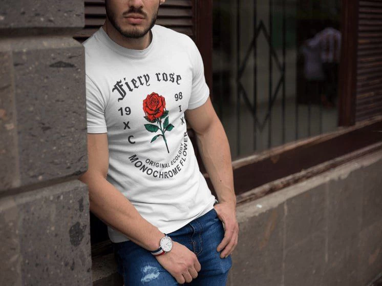 ASSEMA Erkek Bisiklet Yaka Baskılı  Kısa kol  T-Shirt - Beyaz