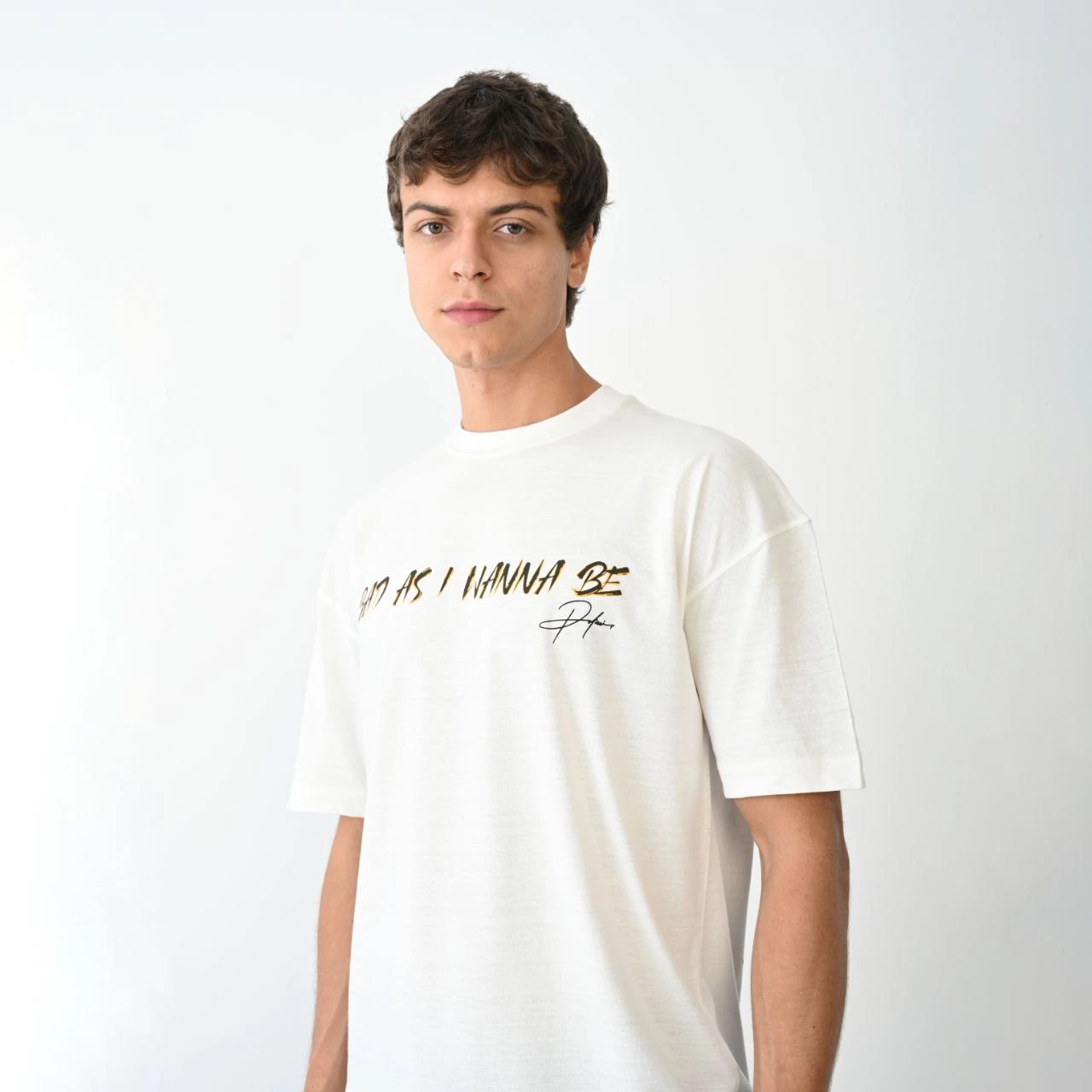 ASSEMA Erkek Baskılı T-Shirt Kısa Kol Bisiklet Yaka Regular Fit Rahat Kalıp Günlük Tişört- Beyaz
