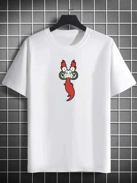 ASSEMA Erkek Baskılı T-Shirt Kısa Kol Bisiklet Yaka Regular Fit Rahat Kalıp Günlük Tişört- Beyaz