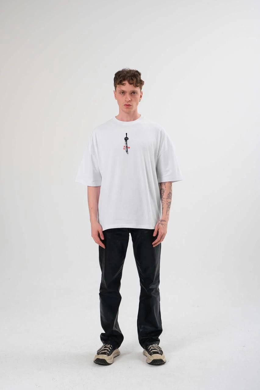 ASSEMA Erkek Baskılı T-Shirt Kısa Kol Bisiklet Yaka Regular Fit Rahat Kalıp Günlük Tişört - Beyaz