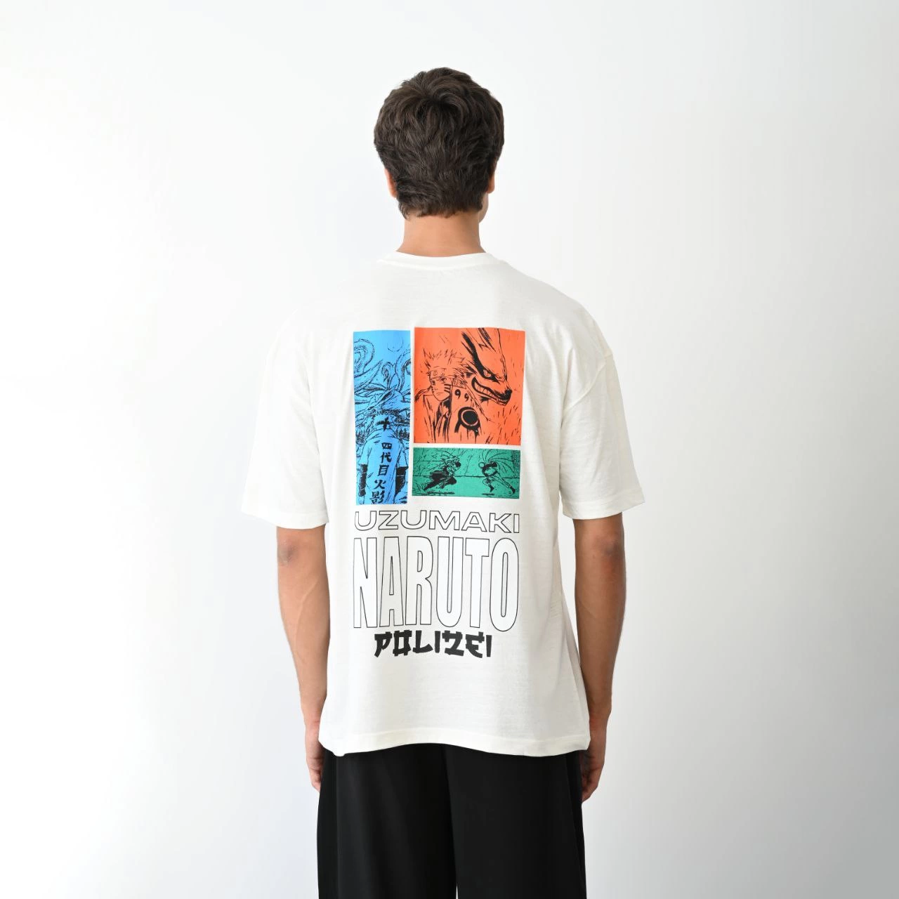 ASSEMA Erkek Bisiklet Yaka Baskılı Oversize  Kısa kol T-Shirt - Beyaz
