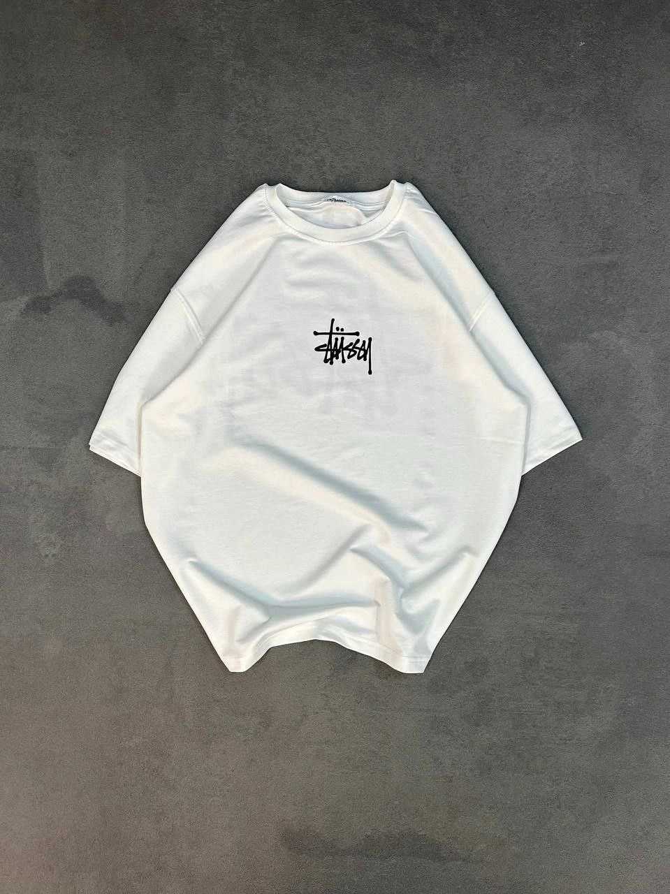 ASSEMA kadın Bisiklet Yaka Baskılı Oversize  Kısa kol T-Shirt - Beyaz
